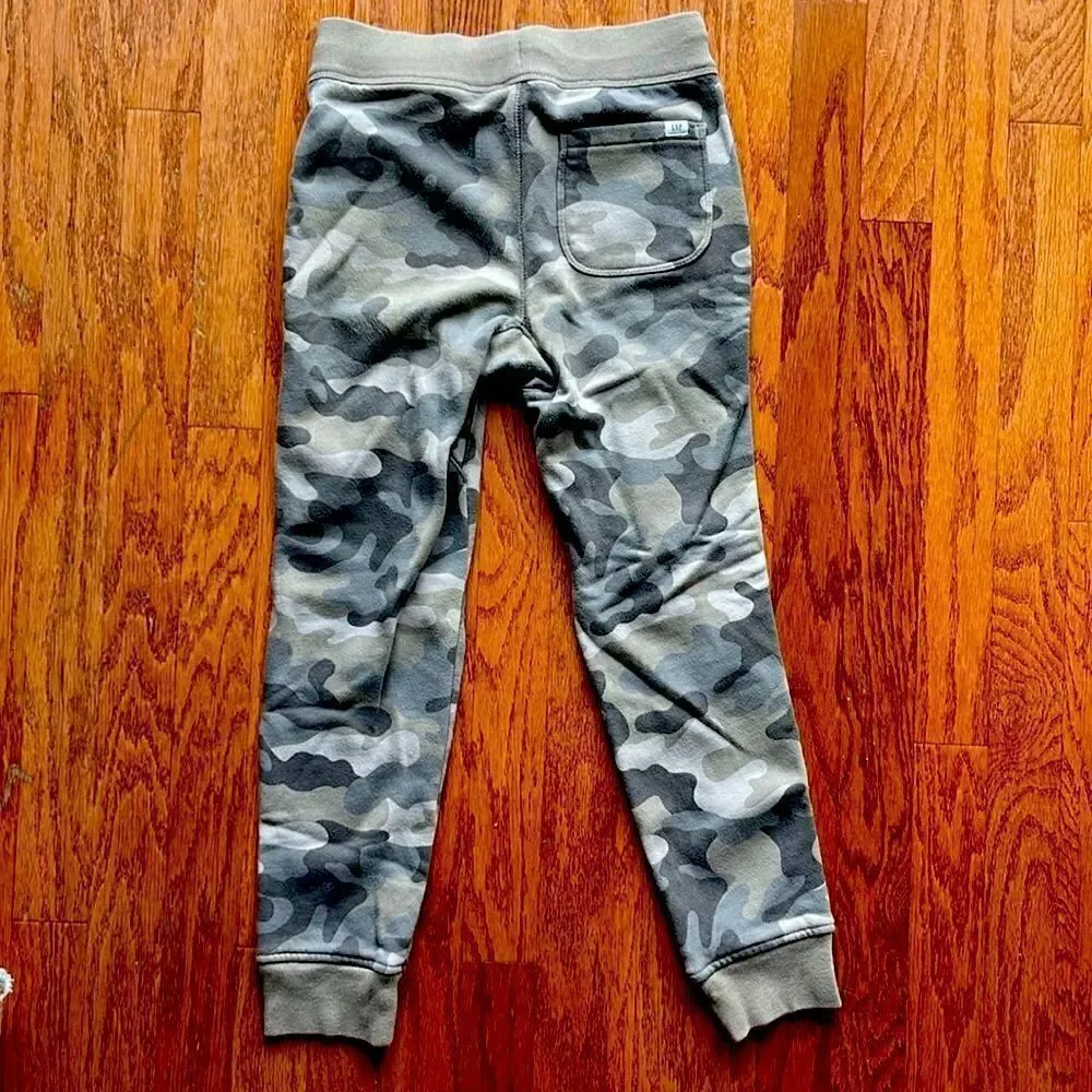 Gap kids camo pants, super soft, youth medium,  tan, grey, green muted pattern